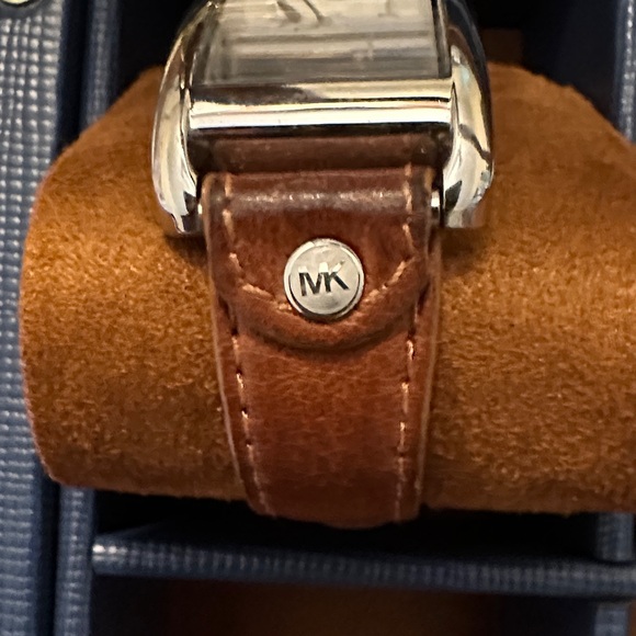 Michael Kors Silver Dial with Brown Leather Strap Watch